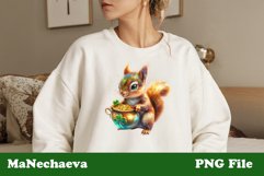 St Patrick&#039;s Glitter Squirrel Sublimation | Irish Clipart Product Image 2