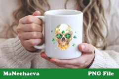 St Patrick&#039;s Glitter Skull | Gothic Irish Clipart PNG Product Image 3