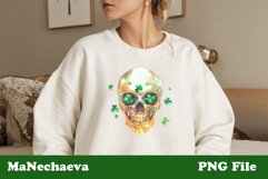 St Patrick&#039;s Glitter Skull | Gothic Irish Clipart PNG Product Image 2