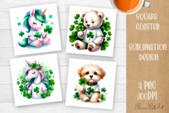 Watercolor Sv Patricks Day Animals Coasters Sublimation png Product Image 1