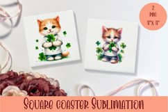 Watercolor Sv Patricks Day Animals Coasters Sublimation png Product Image 1