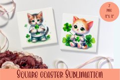 Watercolor Sv Patricks Day Animals Coasters Sublimation png Product Image 1
