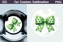 Shamrock Bow Car Coaster PNG | St Patrick Sublimation Product Image 1