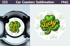 Lucky Shamrock Car Coaster PNG | St Patrick Sublimation Product Image 1