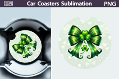 Shamrock Bow Car Coaster PNG | St Patrick Sublimation Product Image 1