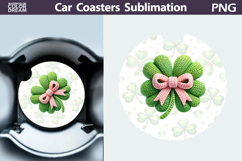 Knitted Shamrock Car Coaster PNG | Lucky Clover Sublimation Product Image 1