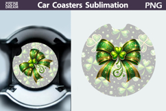 Shamrock Bow Car Coaster PNG | St Patrick Sublimation Product Image 1