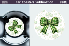Shamrock Bow Car Coaster PNG | St Patrick Sublimation Product Image 1