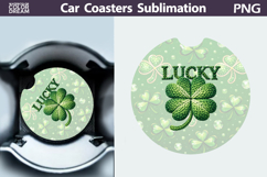Knitted Shamrock Car Coaster PNG | Lucky Clover Sublimation Product Image 1