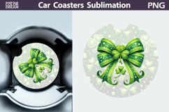 Shamrock Bow Car Coaster PNG | St Patrick Sublimation Product Image 1