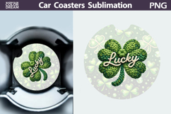 Knitted Shamrock Car Coaster PNG | Lucky Clover Sublimation Product Image 1