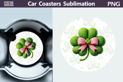 Knitted Shamrock Car Coaster PNG | Lucky Clover Sublimation Product Image 1