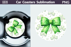 Shamrock Bow Car Coaster PNG | St Patrick Sublimation Product Image 1