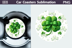Knitted Shamrock Car Coaster PNG | Lucky Clover Sublimation Product Image 1