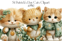 St Patrick's Day Cats Clipart Product Image 1