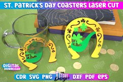 St. Patrick&#039;s Day Coaster Laser Cut, Lucky Charm Cup Coaster Product Image 1