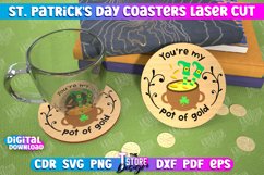St. Patrick&#039;s Day Coaster Laser Cut, Lucky Charm Cup Coaster Product Image 1