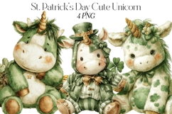St. Patrick's Day Cute Unicorn Clipart Product Image 1