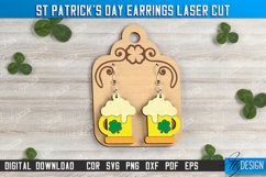 St Patrick&#039;s Day Earrings Laser Cut Design, Beer Earrings Product Image 1