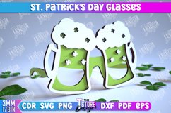 St. Patrick&#039;s Day Glasses Laser Cut Design, Wooden Glasses Product Image 1