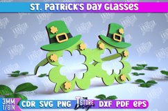 St. Patrick&#039;s Day Glasses Laser Cut Design, Wooden Glasses Product Image 1