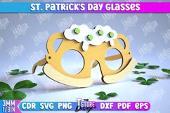 St. Patrick&#039;s Day Glasses Laser Cut Design, Wooden Glasses Product Image 1