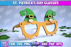 St. Patrick&#039;s Day Glasses Laser Cut Design, Wooden Glasses Product Image 1