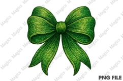 St.Patrick's Day Green Sparkle Bow PNG Product Image 1