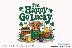 St. Patrick’s Day Highland Cow PNG, St Patrick’s PNG Product Image 1