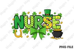 St. Patrick's Day Nurse Bow PNG Product Image 1