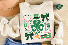 St.Patricks Day Nurse Coquette Sublimation PNG Product Image 2