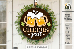 St Patricks Day Round Sign Laser Cut. Wall Decor SVG Product Image 1