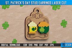 St Patrick&#039;s Day Stud Earrings Laser Cut Design, Beer SVG Product Image 1
