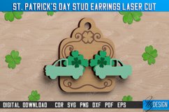 St Patrick&#039;s Day Stud Earrings Laser Cut Design, Clover SVG Product Image 1