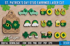 St. Patrick&#039;s Day Stud Earrings Laser Cut Bundle,Jewelry SVG Product Image 1