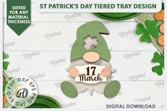 St Patrick&#039;s Day Gnome LaserCut. Lucky Charm Tiered Tray SVG Product Image 1