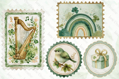 St. Patrick’s Day Vintage Postage Stamp Clipart Product Image 1