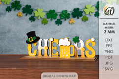 St Patrick's Day Word Stand Laser Cut. Cheers SVG Product Image 1