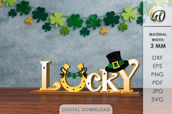 St Patrick's Day Word Stand Lasercut. Stand Decor. Lucky SVG Product Image 1