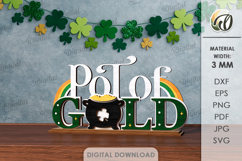 St Patrick's Day Word Stand Laser Cut. Pot Of Gold SVG Product Image 1