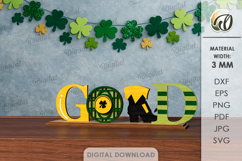 St Patrick's Day Word Stand Laser Cut. Stand Decor. Gold SVG Product Image 1
