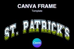 St. Patrick&#039;s Day Canva Frame Shamrock LUCKY Varsity Shirt Product Image 1