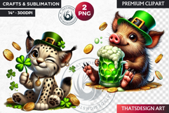 St Patrick wild animal Clipart, saint patricks sublimation Product Image 1
