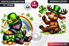 St Patrick wild animal Clipart, saint patricks sublimation Product Image 1