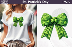 St. Patrick's Day Clipart | Green Bow Clover Sublimation Product Image 1