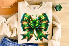 St Patrick&#039;s Day Coquette Bow PNG, St Patricks Day Shamrock Product Image 3