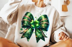 St Patrick&#039;s Day Coquette Bow PNG, St Patricks Day Shamrock Product Image 2
