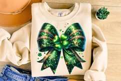 St Patrick&#039;s Day Coquette Bow PNG, St Patricks Day Shamrock Product Image 3