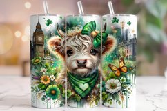 St Patrick&#039;s Day Highland Cow Tumbler Wrap, Cow Tumbler PNG Product Image 1