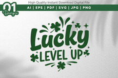 Lucky Level Up Shamrock SVG File Product Image 1